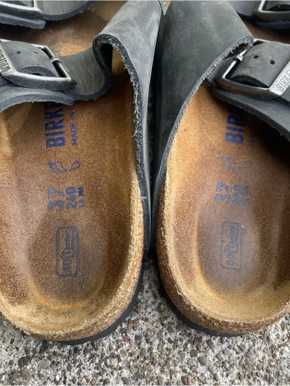 Birkenstock Arizona Soft Footbed Sandals Gray Leather Shoes Size 37 EU Womens 6 - Picture 13 of 16